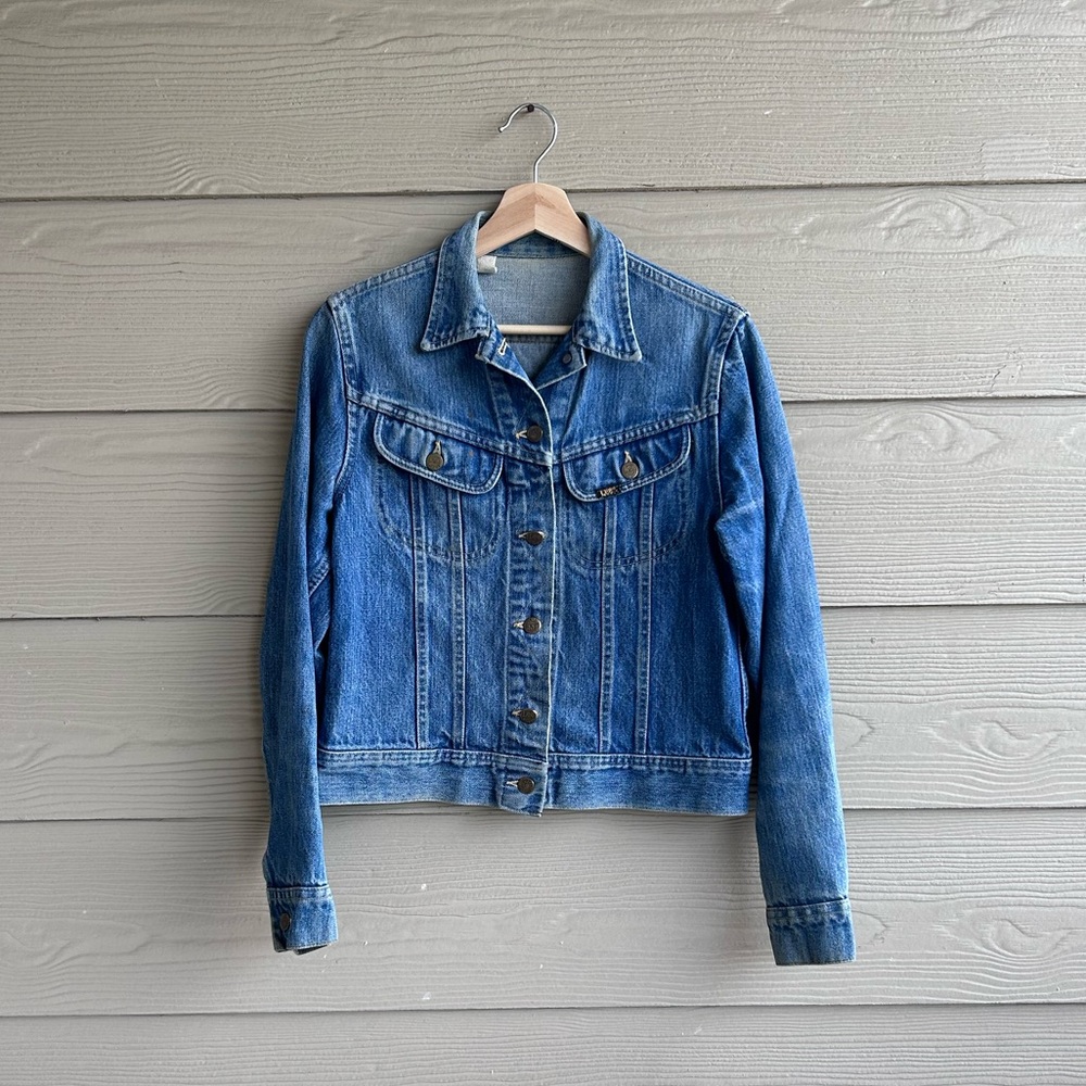 Vintage Lee Denim Jacket Patchwork Light Medium W… - image 2